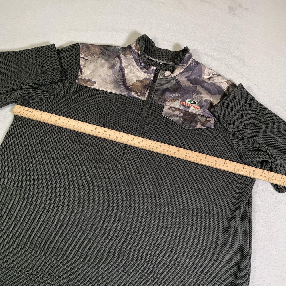 Mossy Oak Sweatshirt Mens XL Gray‎ Green Mock Neck 1/4 Zip Fleece Camo Pullover - Picture 3 of 12